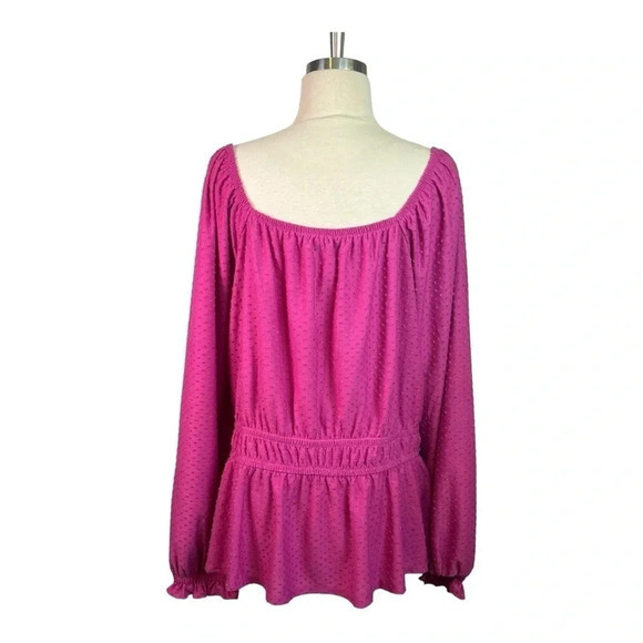 LANE BRYANT SQAURE NECK KNIT PEPLUM TOP PINK PURPLE ORCHID‎ WOMEN PLUS SIZE 2X - Picture 7 of 10